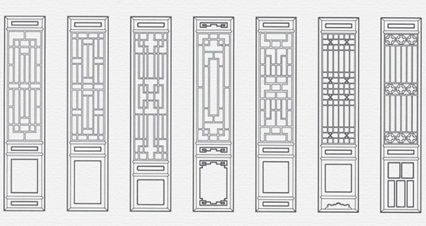 西林常用中式仿古花窗图案隔断设计图